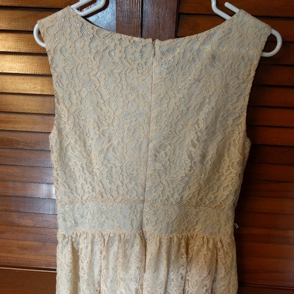 LOFT Peach Lace Dress with Metallic - Picture 4 of 5